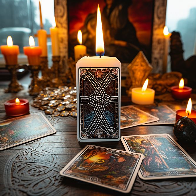 Tarot kaars en kaarten