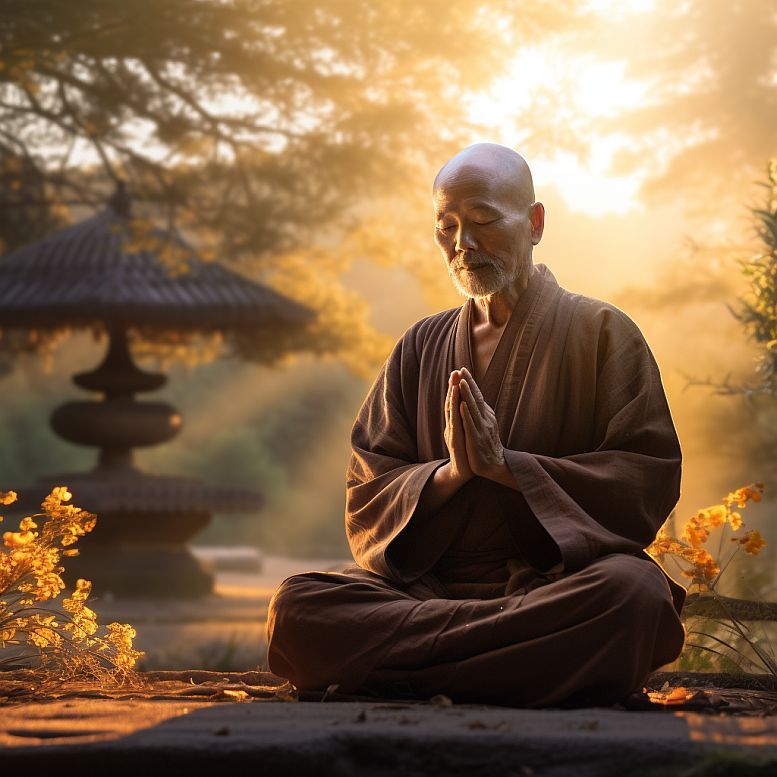 Monnik mediteert en weet waarom mediteren goed is