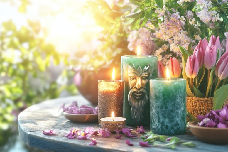 altaar voor moderne Beltane viering