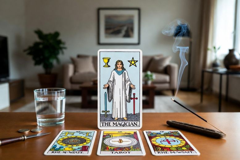 Tafeltje Tafeltje met Tarotlegging de Mager in de Lente